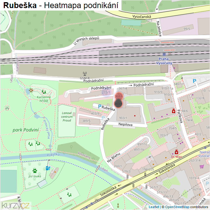 Mapa Rubeška - Firmy v ulici.
