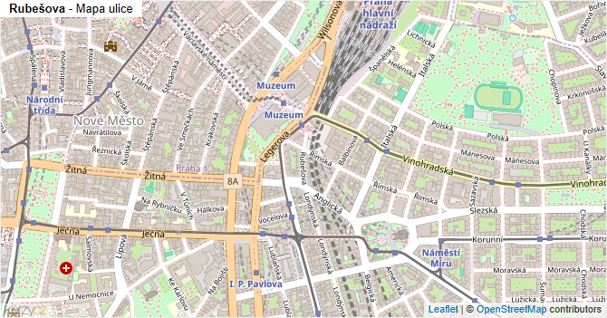 Rubešova - mapa ulice
