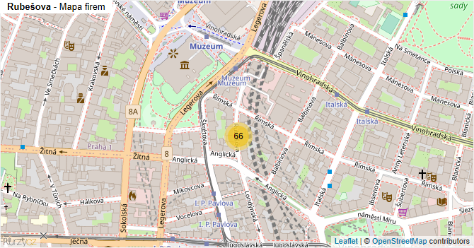 Rubešova - mapa firem