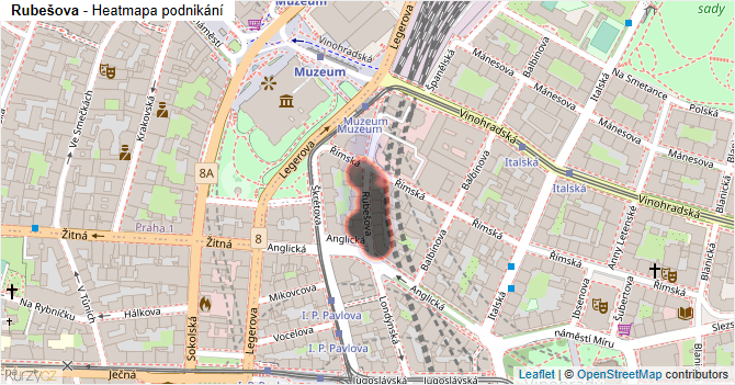 Rubešova - mapa podnikání