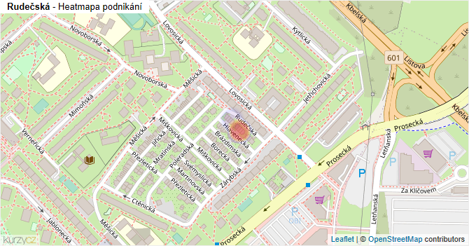 Rudečská - mapa podnikání