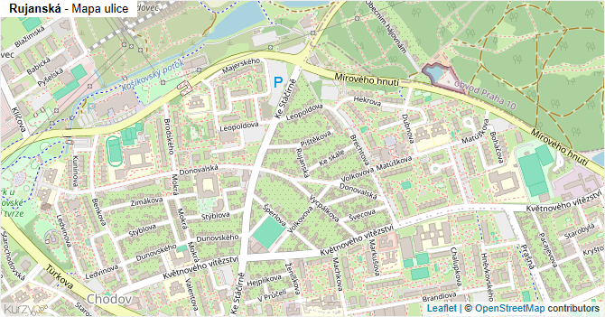 Rujanská - mapa ulice