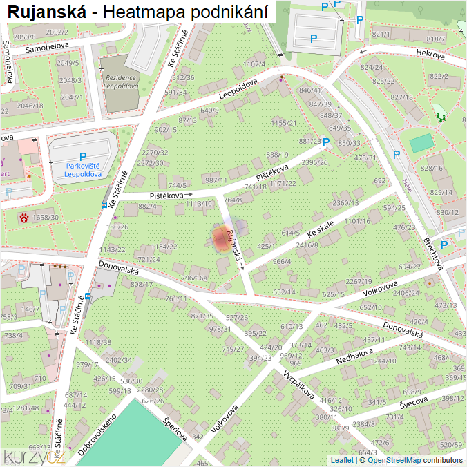 Mapa Rujanská - Firmy v ulici.