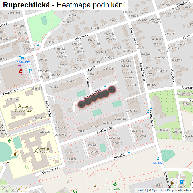 Mapa Ruprechtická - Firmy v ulici.