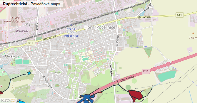 Ruprechtická - záplavové mapy stoleté vody
