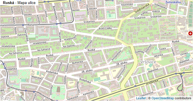 Ruská - mapa ulice