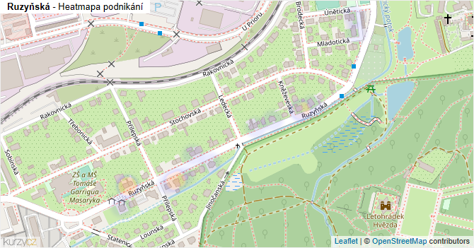 Ruzyňská - mapa podnikání