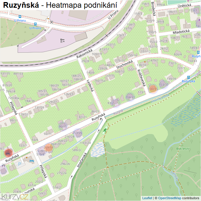 Mapa Ruzyňská - Firmy v ulici.