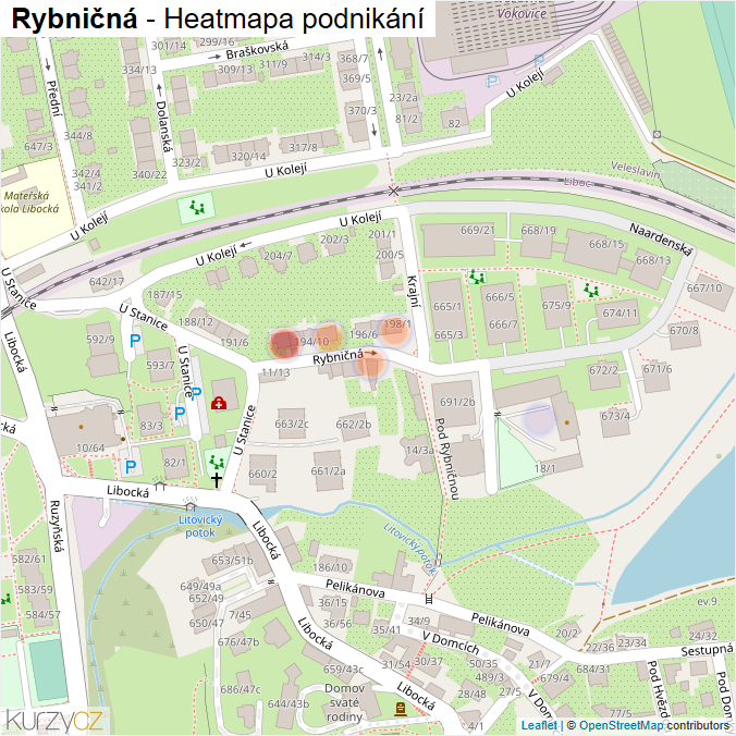 Mapa Rybničná - Firmy v ulici.