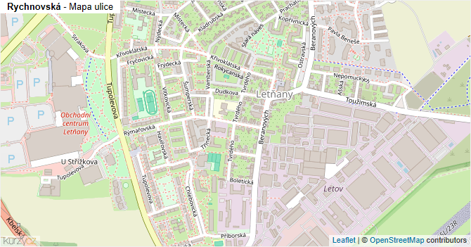 Rychnovská - mapa ulice