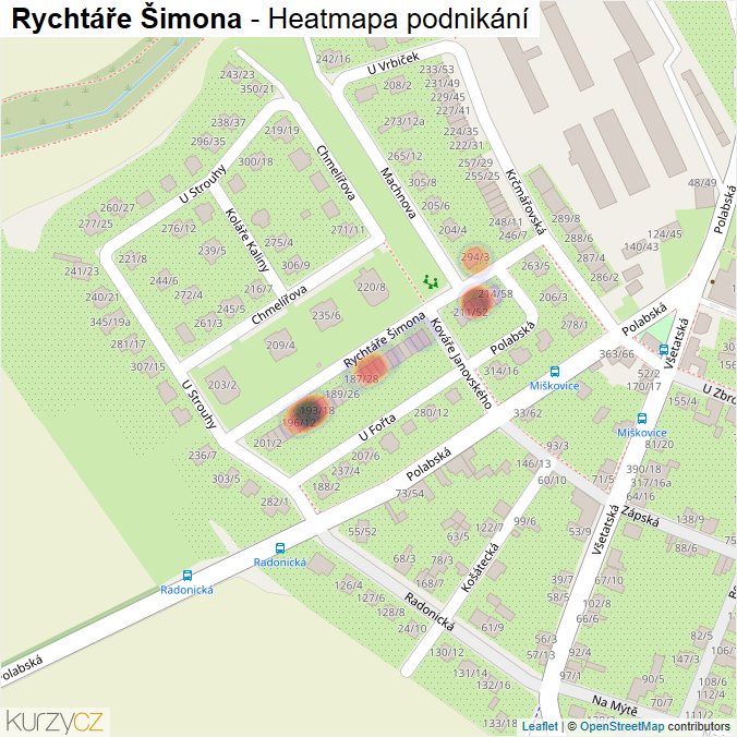 Mapa Rychtáře Šimona - Firmy v ulici.