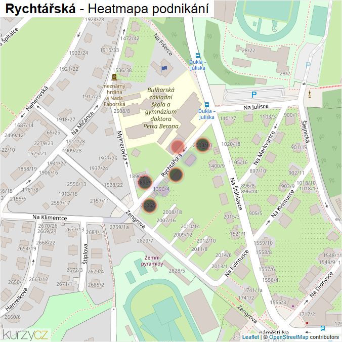 Mapa Rychtářská - Firmy v ulici.