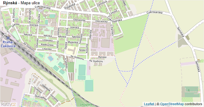 Rýnská - mapa ulice