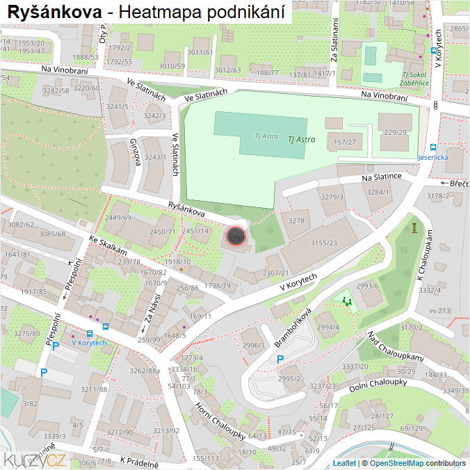Mapa Ryšánkova - Firmy v ulici.