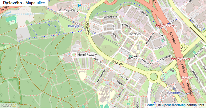 Ryšavého - mapa ulice