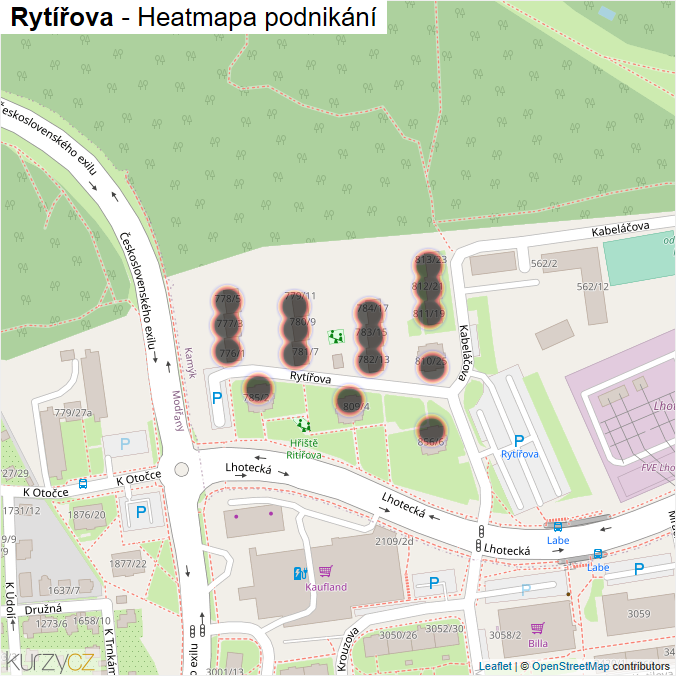 Mapa Rytířova - Firmy v ulici.