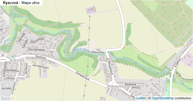 Ryzcová - mapa ulice