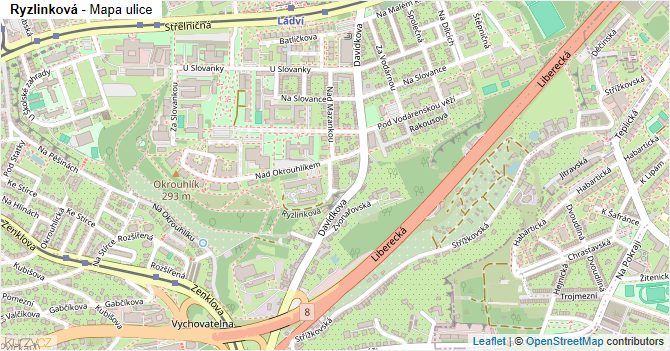 Ryzlinková - mapa ulice