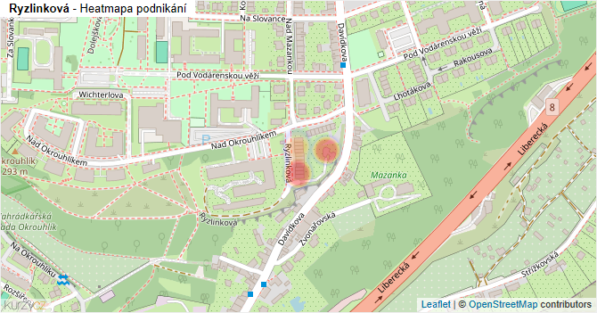 Ryzlinková - mapa podnikání