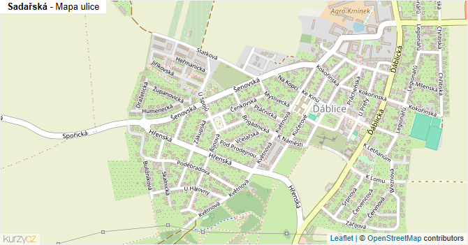 Sadařská - mapa ulice