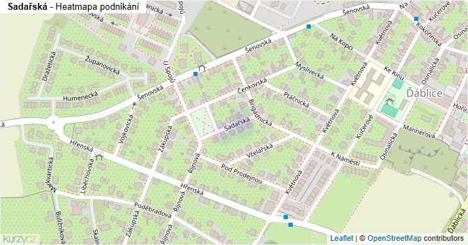 Sadařská - mapa podnikání