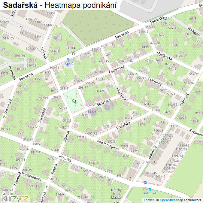 Mapa Sadařská - Firmy v ulici.