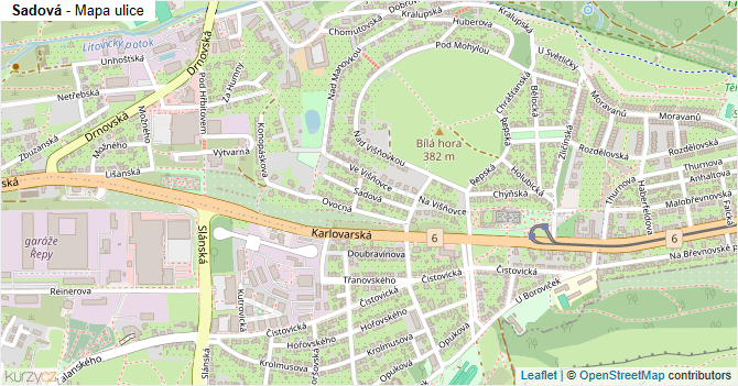 Sadová - mapa ulice