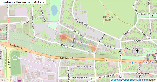 Sadová - mapa podnikání
