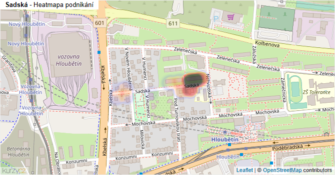 Sadská - mapa podnikání