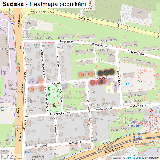 Mapa Sadská - Firmy v ulici.