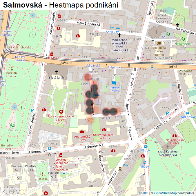 Mapa Salmovská - Firmy v ulici.
