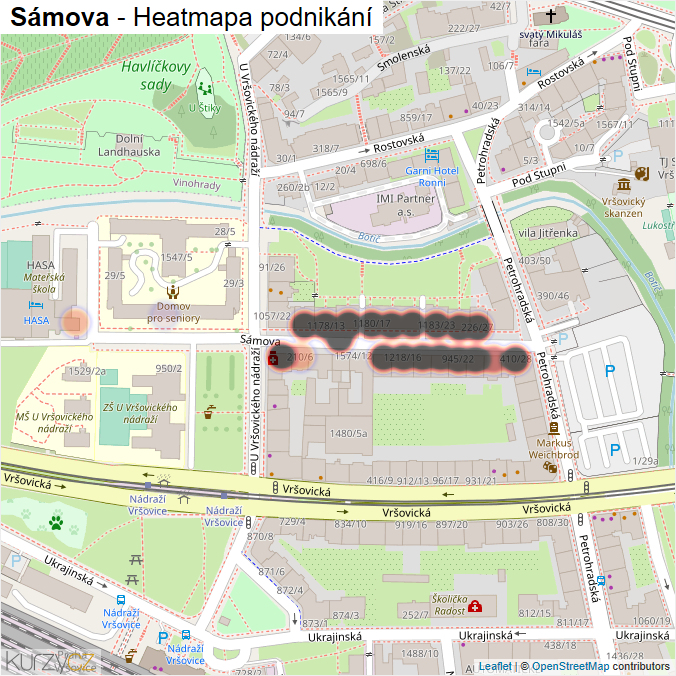 Mapa Sámova - Firmy v ulici.