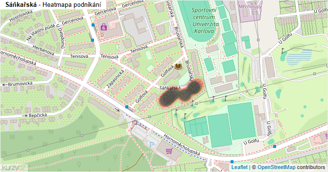 Sáňkařská - mapa podnikání