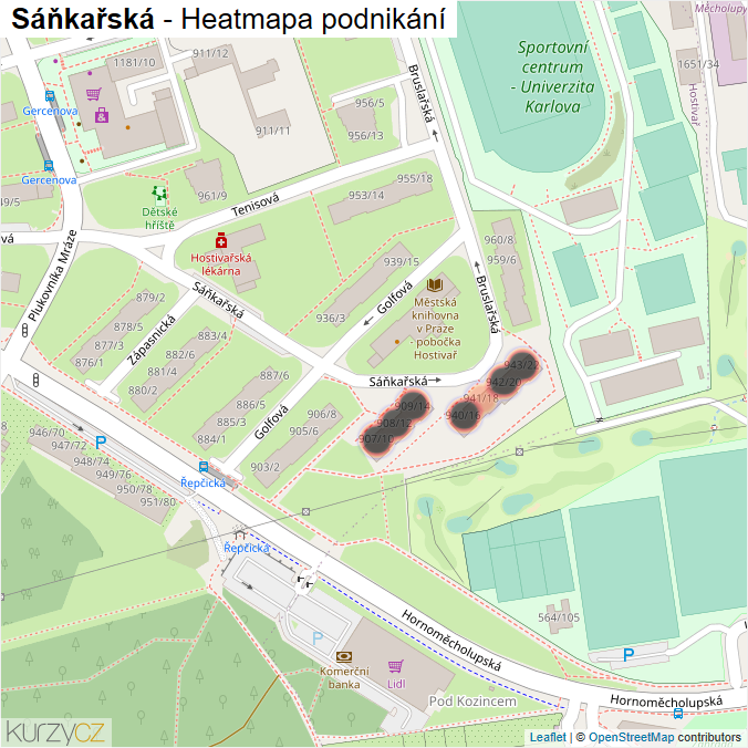 Mapa Sáňkařská - Firmy v ulici.