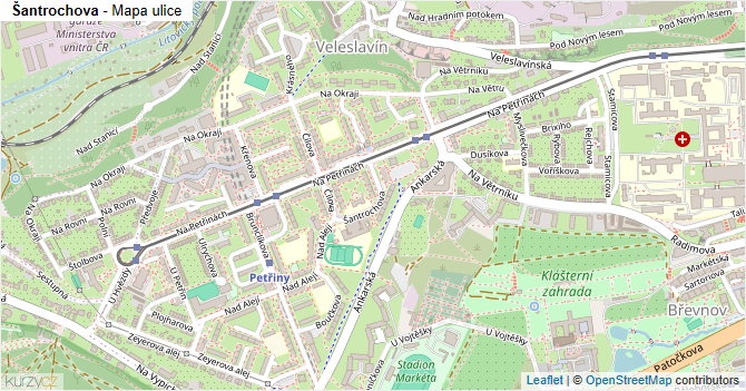 Šantrochova - mapa ulice
