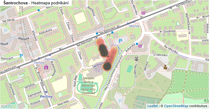 Šantrochova - mapa podnikání