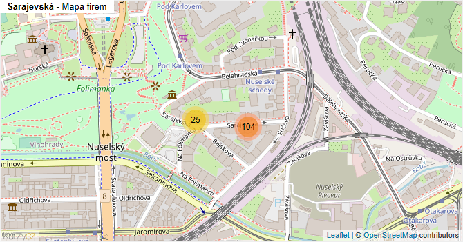 Sarajevská - mapa firem