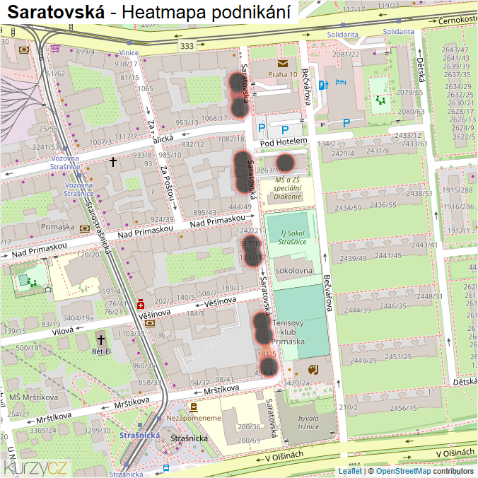 Mapa Saratovská - Firmy v ulici.