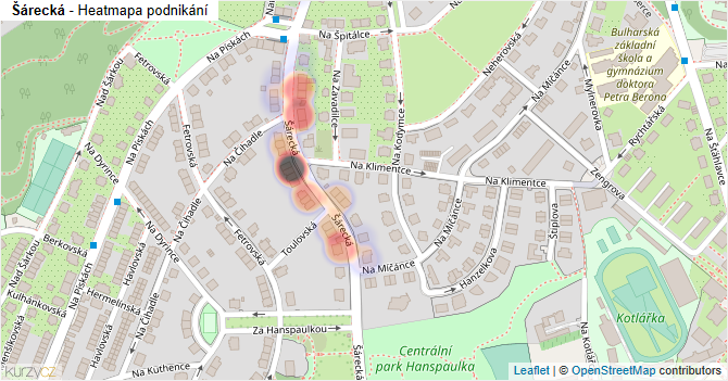 Šárecká - mapa podnikání