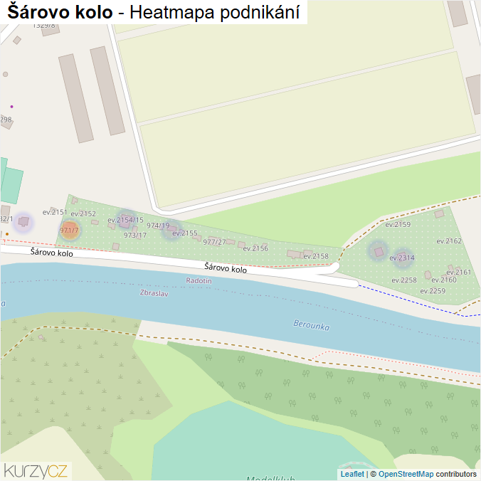 Mapa Šárovo kolo - Firmy v ulici.