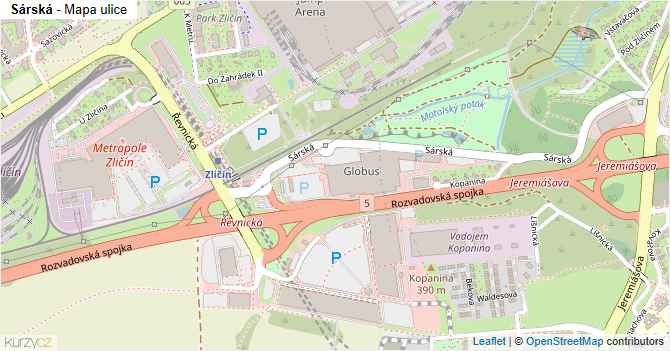 Sárská - mapa ulice