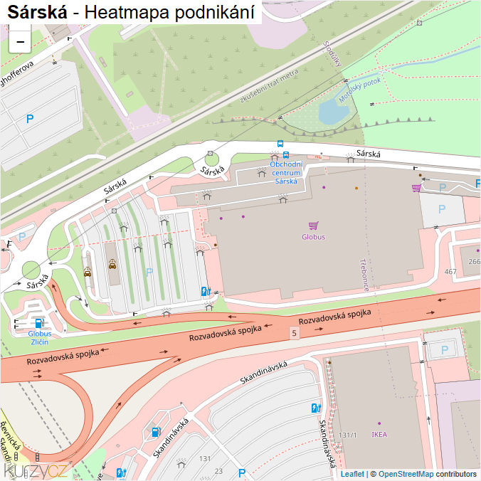 Mapa Sárská - Firmy v ulici.