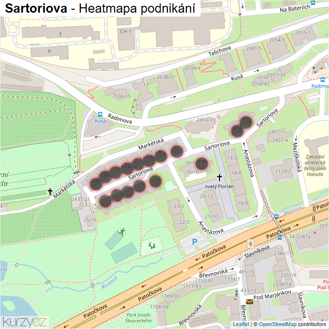 Mapa Sartoriova - Firmy v ulici.