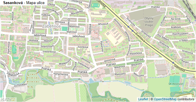 Sasanková - mapa ulice