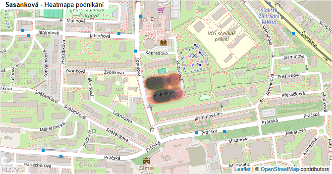Sasanková - mapa podnikání