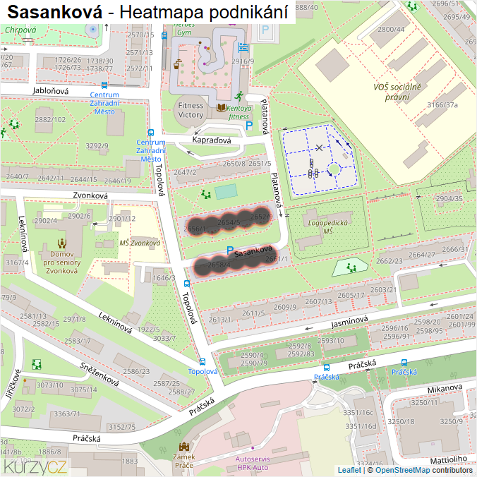 Mapa Sasanková - Firmy v ulici.