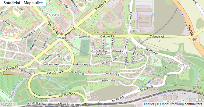 Satalická - mapa ulice