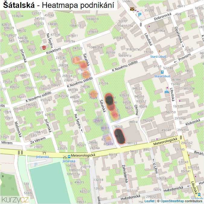 Mapa Šátalská - Firmy v ulici.