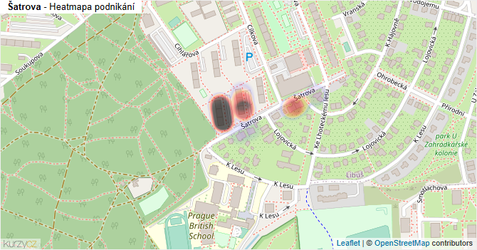 Šatrova - mapa podnikání