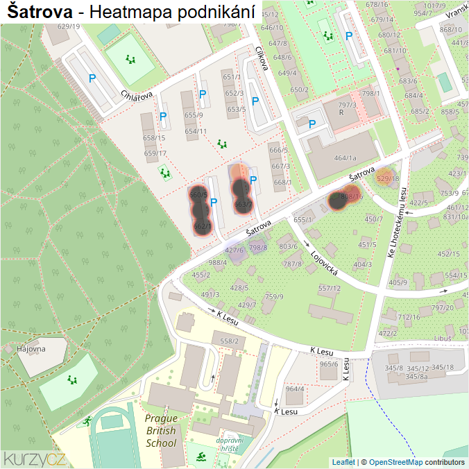 Mapa Šatrova - Firmy v ulici.
